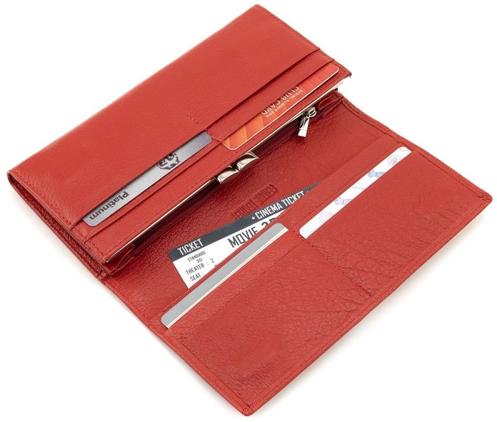 Шкіряний жіночий гаманець червоного кольору на магнітах та великою монетницею ST Leather 90815 modnotak фото №10