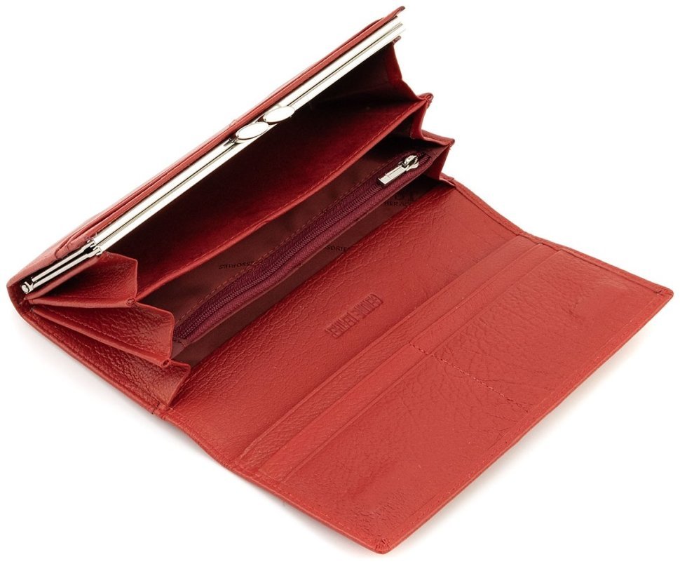 Шкіряний жіночий гаманець червоного кольору на магнітах та великою монетницею ST Leather 90815 modnotak фото №7