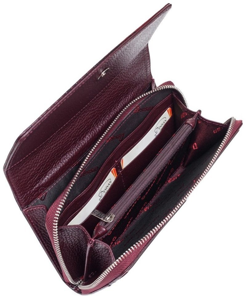 Лаковый женский кошелек из натуральной кожи под крокодила в бордовом цвете Desisan 81315 modnotak фото №4