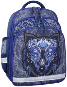 Рюкзак школьный синего цвета с абстрактным принтом, ортопедический Bagland 111415