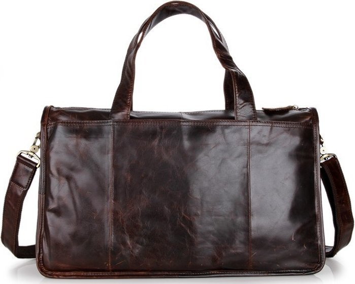 Добротна чоловіча сумка великого розміру з натуральної коричневої шкіри VINTAGE STYLE (14243)