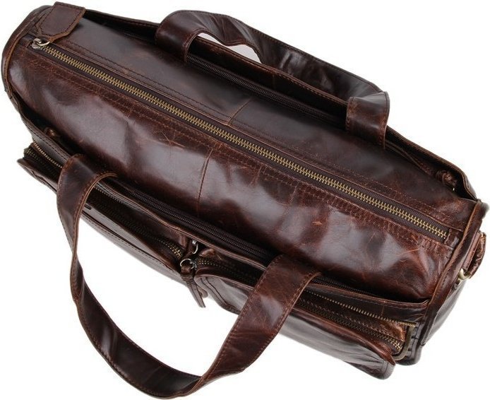 Добротная мужская сумка крупного размера из натуральной коричневой кожи VINTAGE STYLE (14243)