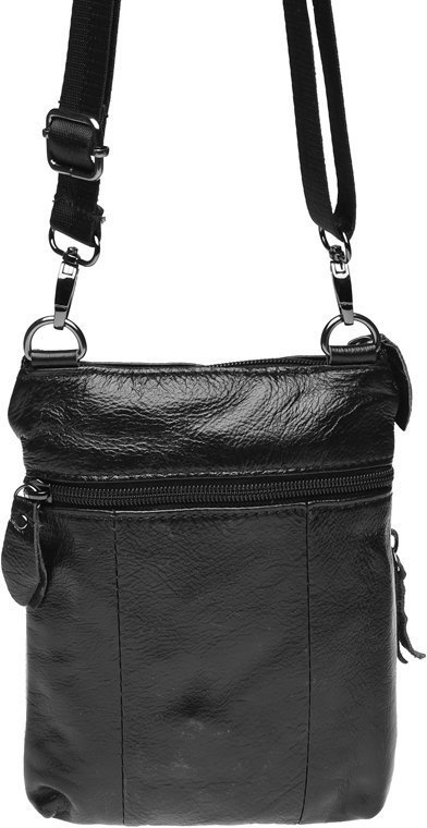 Мужская удобная сумка через плечо из натуральной кожи черного цвета Keizer (15665)