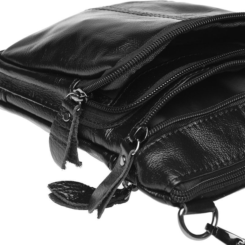 Мужская удобная сумка через плечо из натуральной кожи черного цвета Keizer (15665)