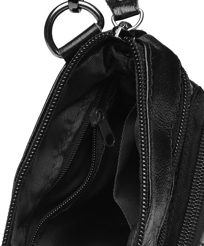 Чоловіча зручна сумка через плече з натуральної шкіри чорного кольору Keizer (15665)
