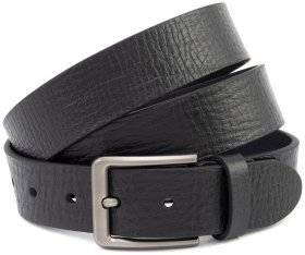 Італійський ремінь чоловічий шкіряний із фактурної шкіри батал до 140 см Gherardini 40830 (чорний)