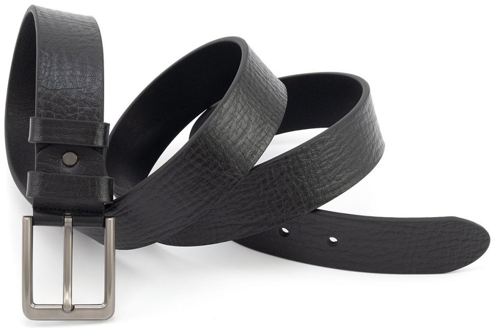 Італійський ремінь чоловічий шкіряний із фактурної шкіри батал до 140 см Gherardini 40830 (чорний) фото №4 Італійський ремінь чоловічий шкіряний із фактурної шкіри батал до 140 см Gherardini 40830 (чорний) modnotak фото №4