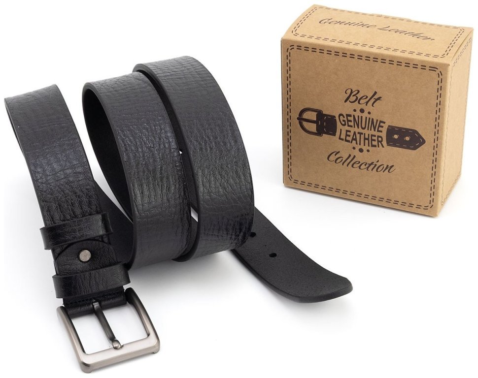 Італійський ремінь чоловічий шкіряний із фактурної шкіри батал до 140 см Gherardini 40830 (чорний) фото №5 Італійський ремінь чоловічий шкіряний із фактурної шкіри батал до 140 см Gherardini 40830 (чорний) modnotak фото №5