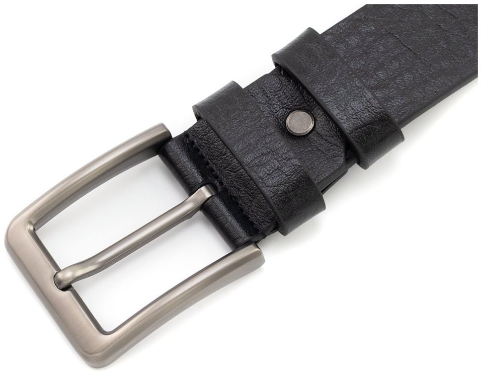 Італійський ремінь чоловічий шкіряний із фактурної шкіри батал до 140 см Gherardini 40830 (чорний) фото №2 Італійський ремінь чоловічий шкіряний із фактурної шкіри батал до 140 см Gherardini 40830 (чорний) modnotak фото №2