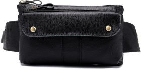 Чорна класична сумка бананка з фактурної шкіри VINTAGE STYLE (14809)