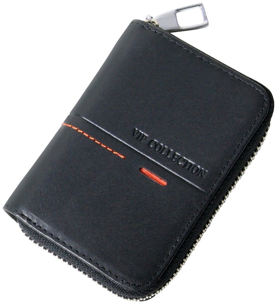 Картхолдер на молнии Beverly Hills из натуральной кожи Vip Collection 102515 (черный) modnotak фото №1