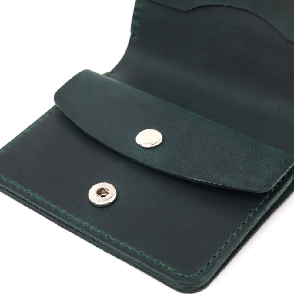 Невелике чоловіче вінтажне портмоне з натуральної шкіри зеленого кольору Shvigel (2416603)
