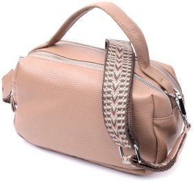 Женская прямоугольная сумка из кожи Vintage 22345 Бежевая