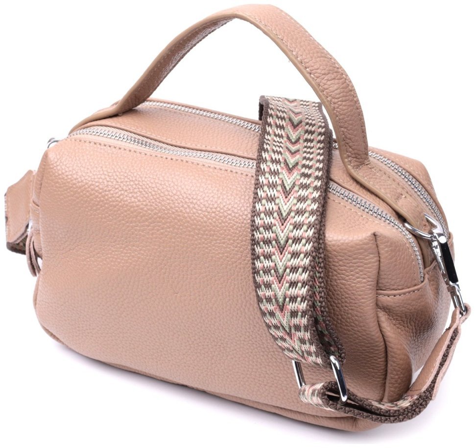 Женская прямоугольная сумка из кожи Vintage 22345 Бежевая modnotak фото №1