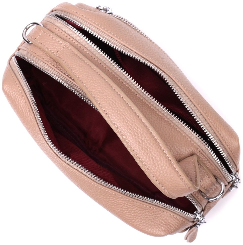 Женская прямоугольная сумка из кожи Vintage 22345 Бежевая modnotak фото №4