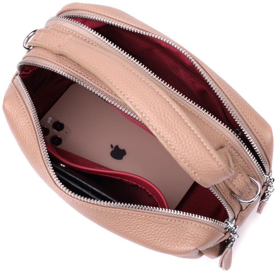 Женская прямоугольная сумка из кожи Vintage 22345 Бежевая modnotak фото №5