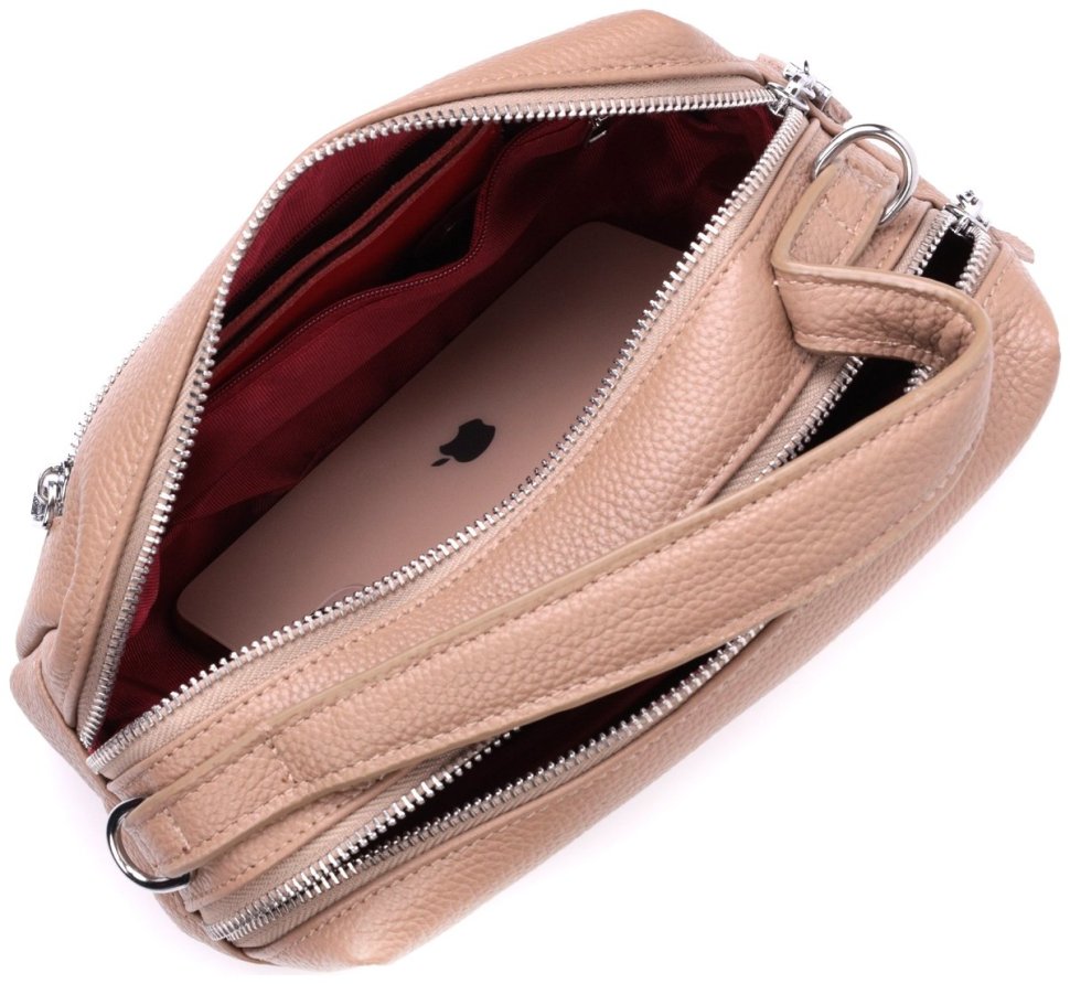 Женская прямоугольная сумка из кожи Vintage 22345 Бежевая modnotak фото №6