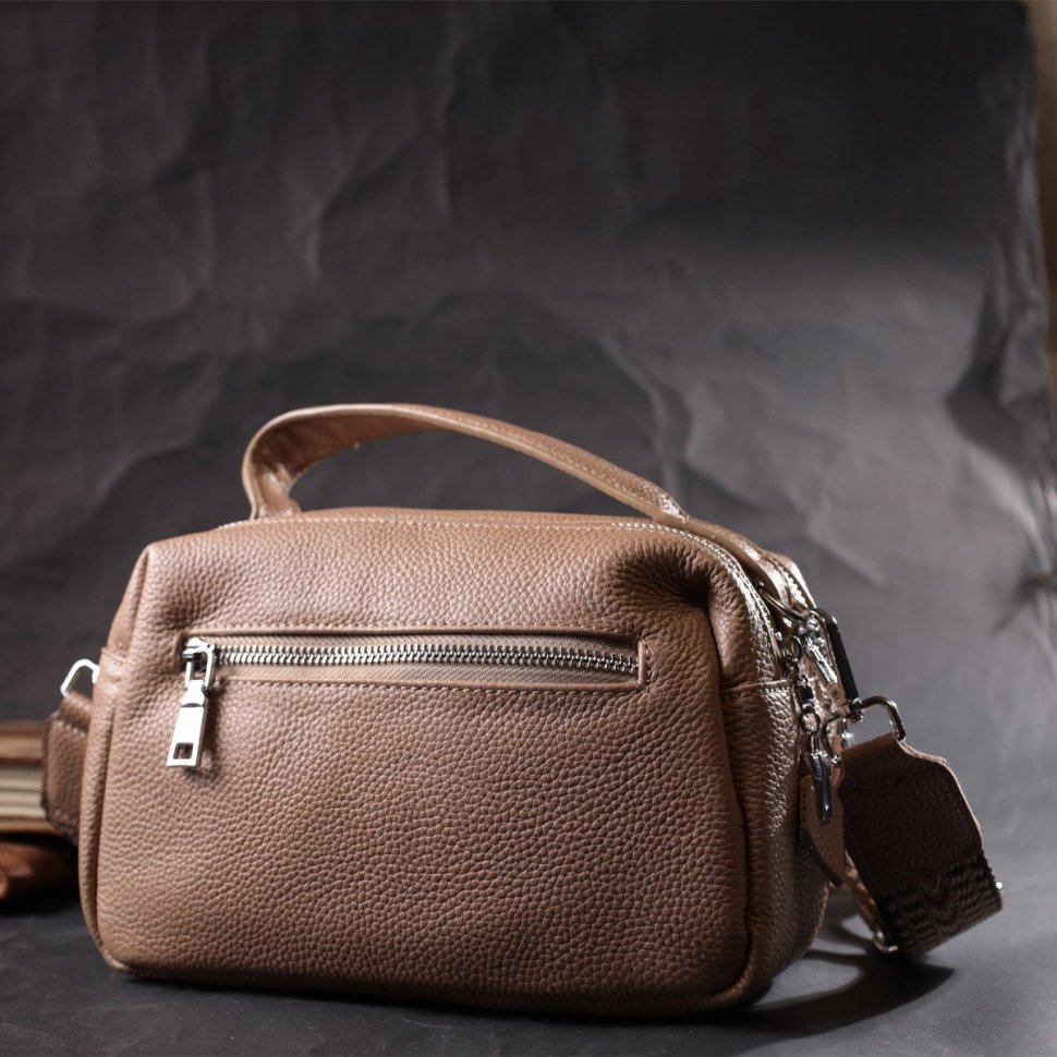 Женская прямоугольная сумка из кожи Vintage 22345 Бежевая modnotak фото №8