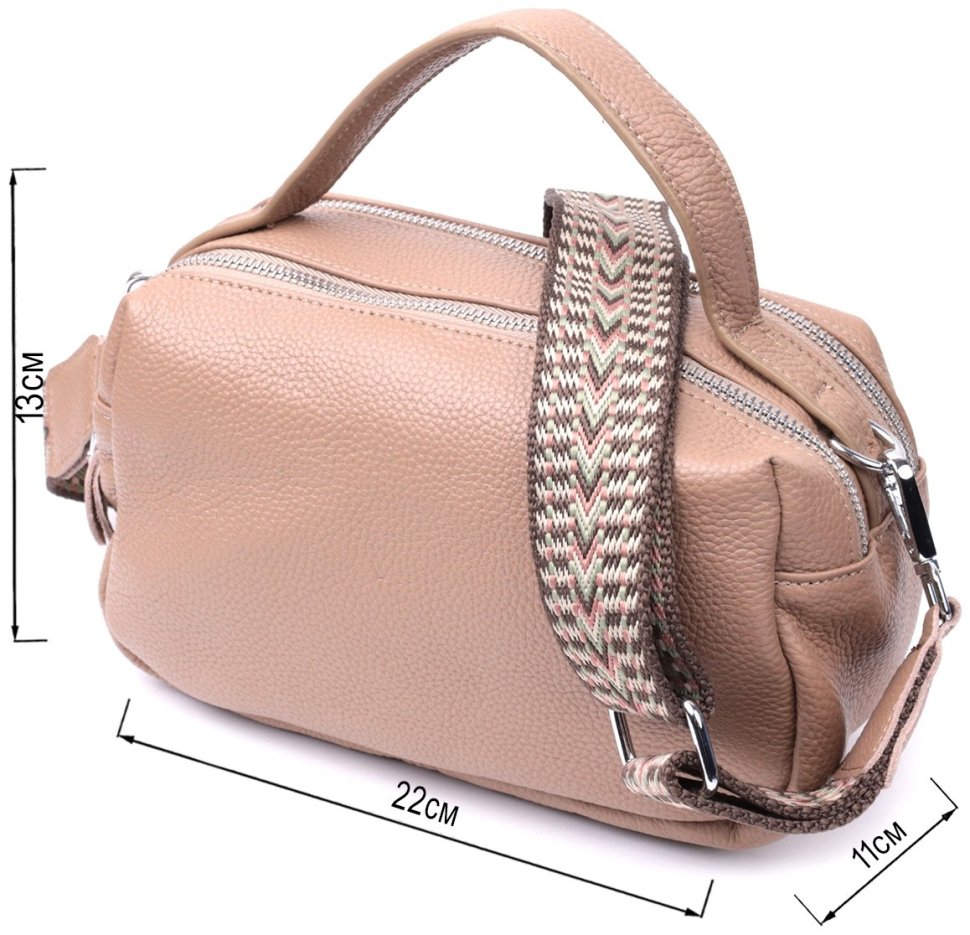 Женская прямоугольная сумка из кожи Vintage 22345 Бежевая modnotak фото №10