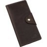 Вертикальный купюрник коричневого цвета из винтажной кожи на кнопке SHVIGEL (2416180) - 1