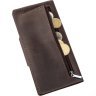 Вертикальный купюрник коричневого цвета из винтажной кожи на кнопке SHVIGEL (2416180) - 5