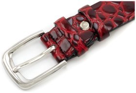 Ремінь жіночий з лакової шкіри з фактурою під рептилію Remar 30120 червоний