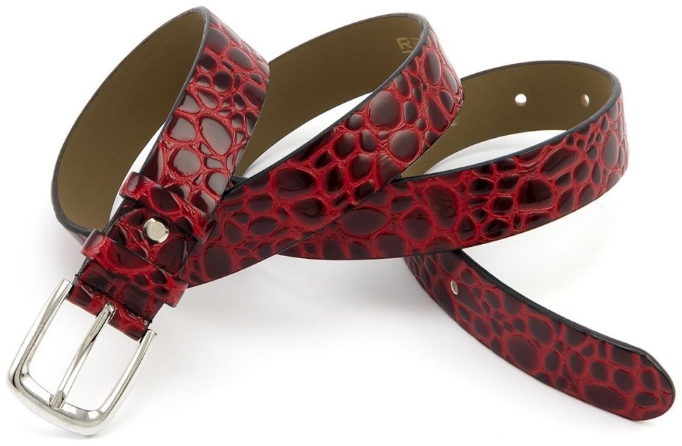 Женский ремень из лаковой кожи с фактурой под рептилию Remar 30120 красный фото №3 Женский ремень из лаковой кожи с фактурой под рептилию Remar 30120 красный modnotak фото №3