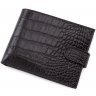 Чоловіче портмоне чорного кольору з натуральної шкіри з тисненням Bond Non (10651) - 1