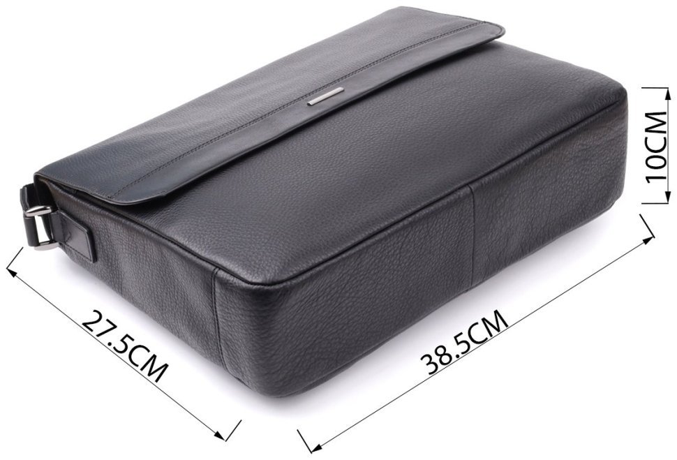 Мужская сумка-мессенджер из натуральной итальянской кожи в черном цвете Tony Perotti 103315 modnotak фото №3