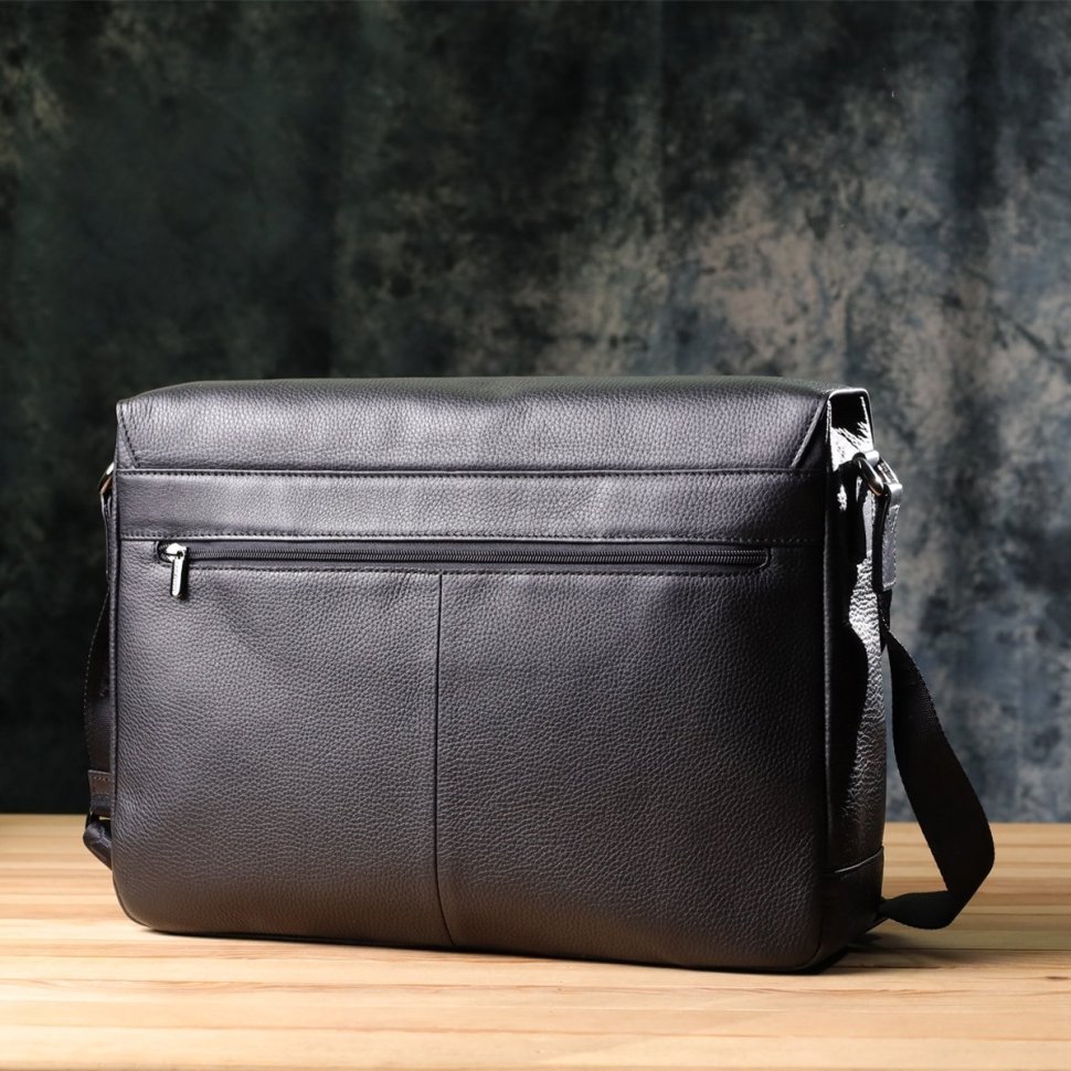 Мужская сумка-мессенджер из натуральной итальянской кожи в черном цвете Tony Perotti 103315 modnotak фото №10