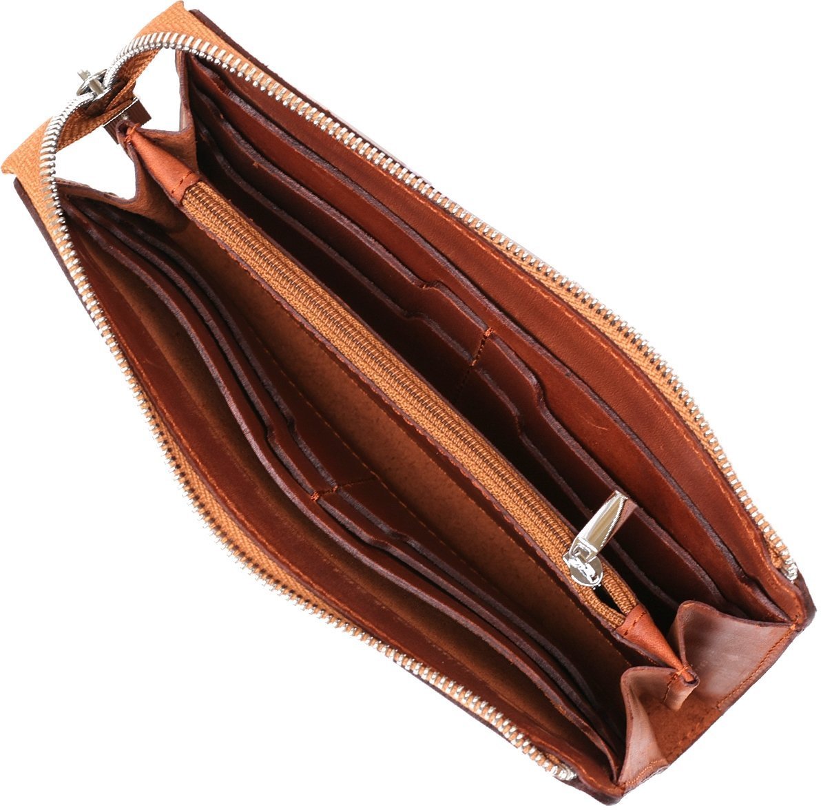 Рыжий кожаный мужской кошелек-клатч из матовой кожи SHVIGEL (16190)