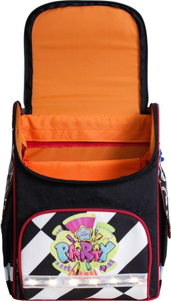 Чорний шкільний каркасний рюкзак із текстилю з принтом Bagland 53315