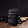 Маленькая мужская вертикальная сумка из натуральной кожи черного цвета Vintage (2421481) - 5