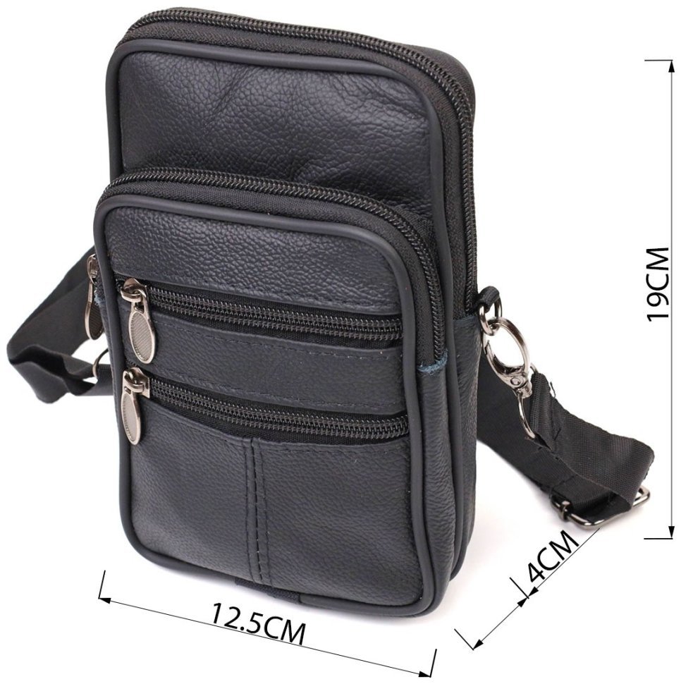 Маленька чоловіча вертикальна сумка з натуральної шкіри чорного кольору Vintage (2421481) фото №8 Маленька чоловіча вертикальна сумка з натуральної шкіри чорного кольору Vintage (2421481) modnotak фото №8