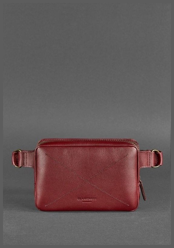 Женская бордовая сумка на пояс из натуральной кожи BlankNote Dropbag Mini (12711)