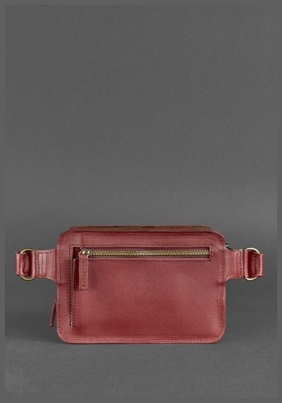 Женская бордовая сумка на пояс из натуральной кожи BlankNote Dropbag Mini (12711)