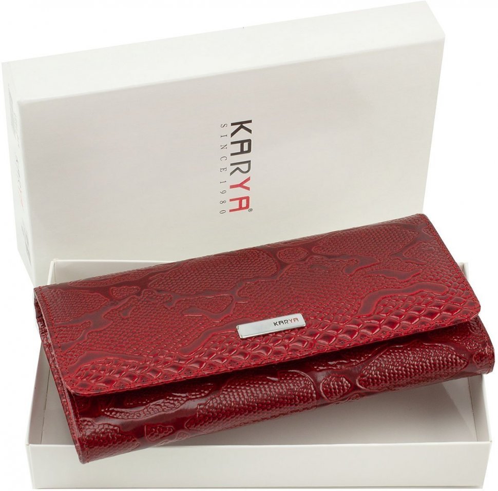 Классический кошелек красного цвета из лаковой кожи KARYA (1094-019)