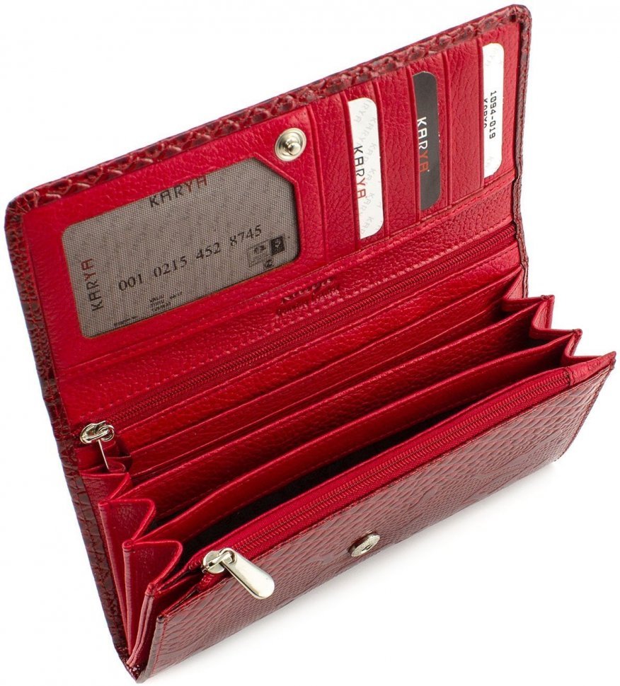 Класичний гаманець червоного кольору з лакової шкіри KARYA (1094-019)