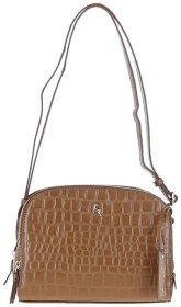 Жіноча шкіряна сумка з фактурною шкірою під крокодила Ashwood C57 рудого кольору 94215