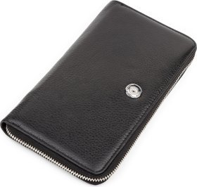 Чорний жіночий гаманець із натуральної шкіри великого розміру KARYA (2417072)