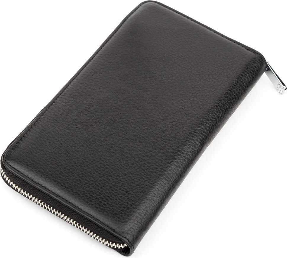 Чорний жіночий гаманець із натуральної шкіри великого розміру KARYA (2417072)