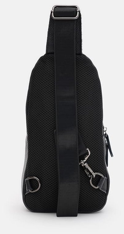 Вместительная мужская сумка слинг из натуральной кожи Borsa Leather 104515 черного цвета modnotak фото №3