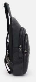Вместительная мужская сумка слинг из натуральной кожи Borsa Leather 104515 черного цвета