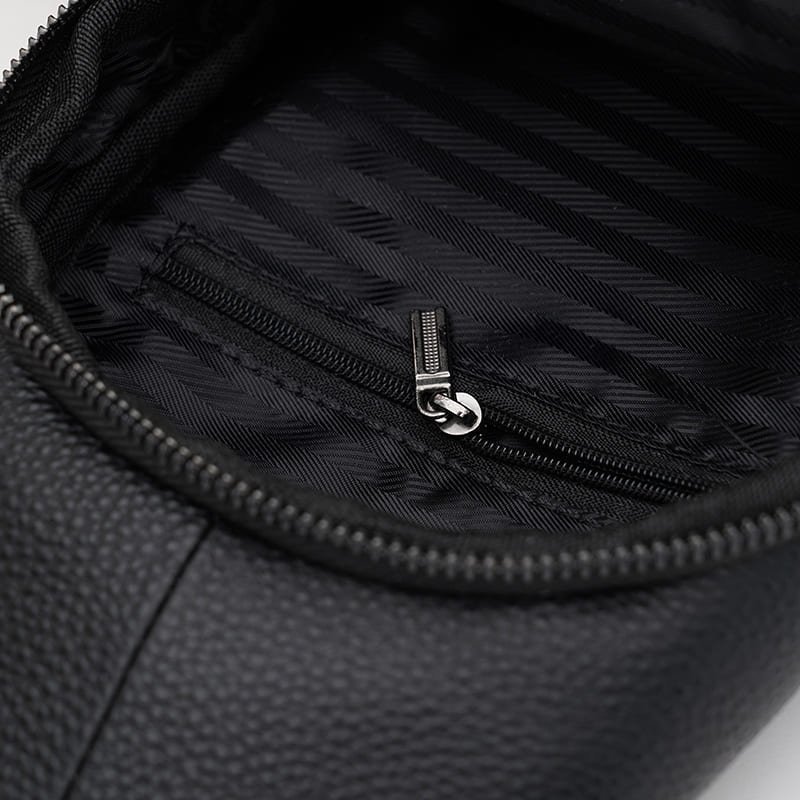 Вместительная мужская сумка слинг из натуральной кожи Borsa Leather 104515 черного цвета modnotak фото №5