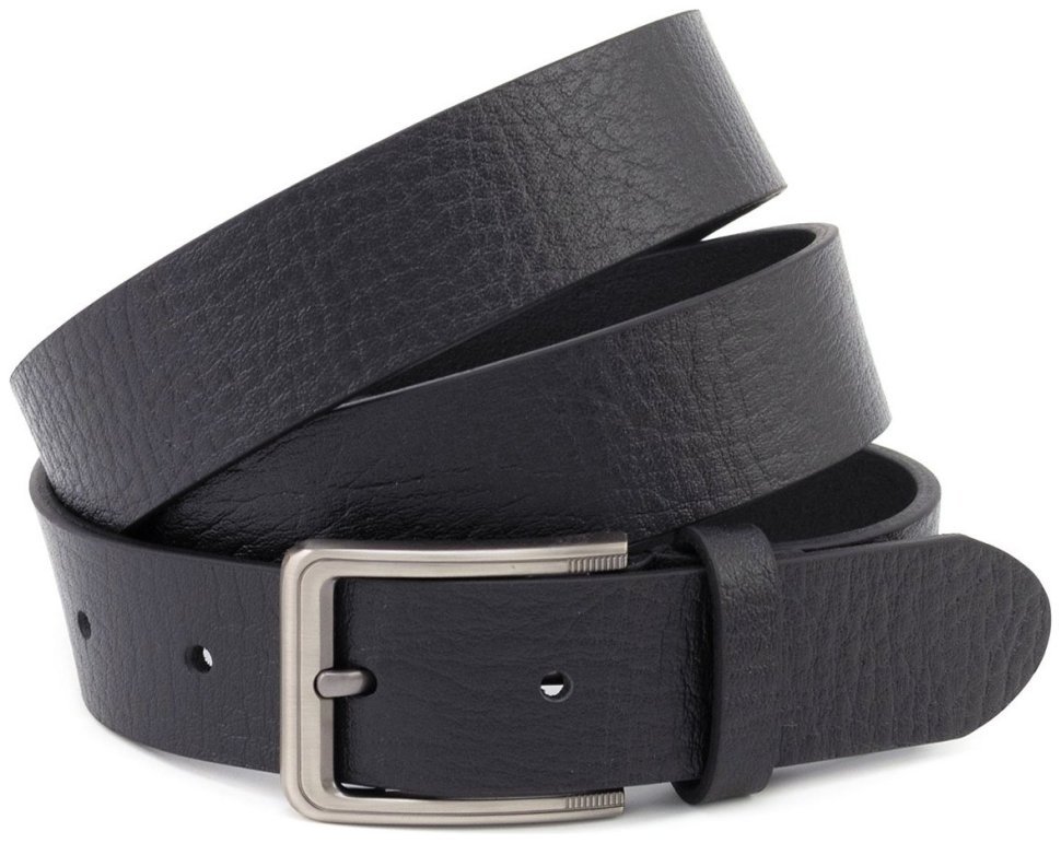 Классический брючный мужской ремень из итальянской фактурной кожи Gherardini 35311 черный modnotak фото №1