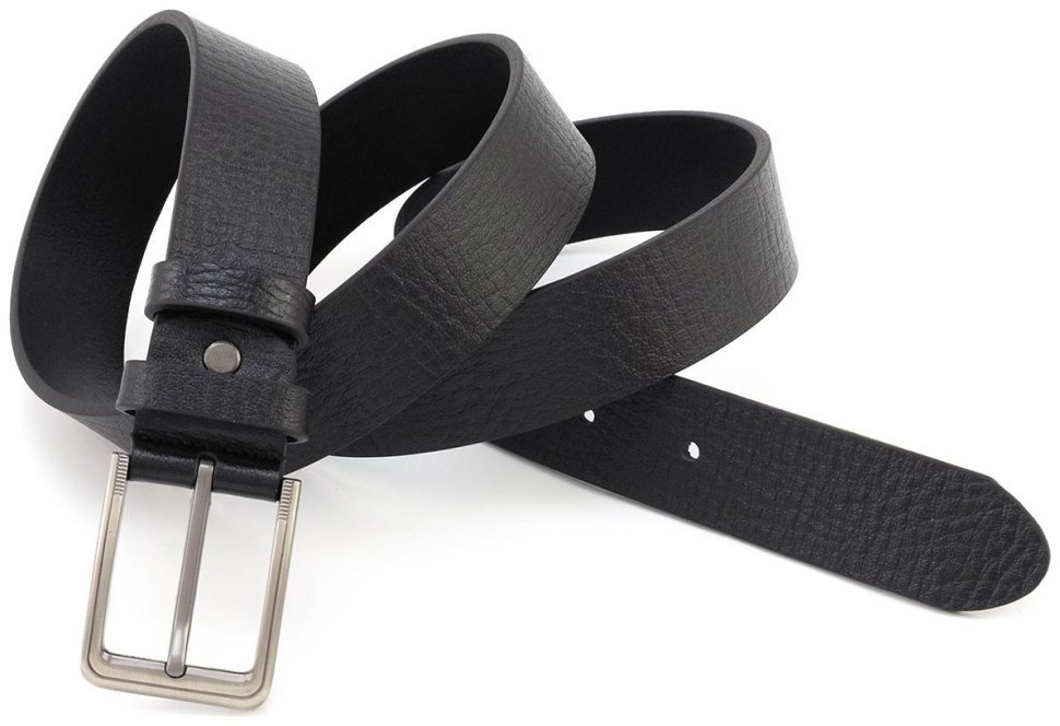 Классический брючный мужской ремень из итальянской фактурной кожи Gherardini 35311 черный modnotak фото №4