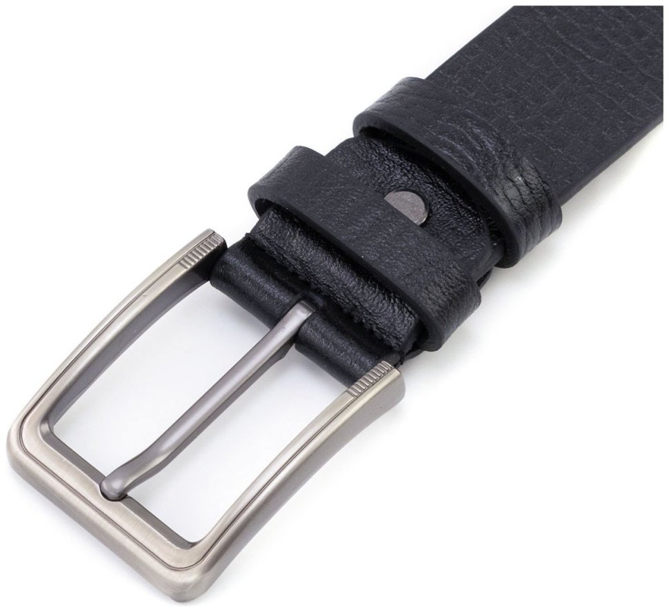 Классический брючный мужской ремень из итальянской фактурной кожи Gherardini 35311 черный modnotak фото №2