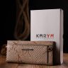 Жіночий гаманець з натуральної лакової шкіри бежевого кольору з блоком для карт KARYA (2421101) - 10