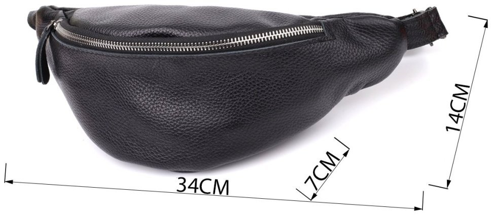 Вместительная мужская бананка из фактурной кожи черного цвета Shvigel 95315 modnotak фото №3