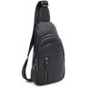 Чоловічий шкіряний рюкзак-слінг чорного кольору через плече Keizer (56015) - 1